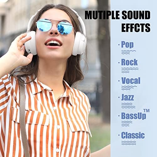 Bluetooth Headphones Over Ear,BERIBES 65H Playtime and 6 EQ Music Modes with Microphone,HiFi Stereo Foldable Lightweight Wireless Headset,Deep Bass for Home Office Cellphone PC Etc.(White) - Image 2