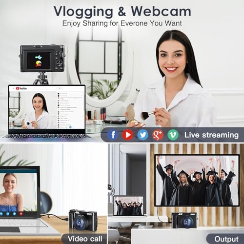 Newest 4K Digital Camera for Photography and Video, 48MP Vlogging Camera with SD Card Autofocus Anti-Shake, 3'' 180° Flip Screen 16X Zoom Digital Camera with Flash, Compact Digital Camera for Travel - Image 8