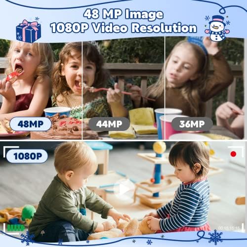 Digital Camera, 1080P 48MP Autofocus Kids Video Digital Camera with 32GB Memory Card 16X Digital Zoom, Compact Point and Shoot Vlogging Mini Camera for Teens Children Boys Girls Students - Image 3
