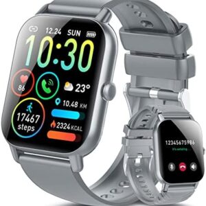 Smart Watch for Men Women(Answer/Make Calls), 1.85" HD Screen Fitness Watch with Sleep Heart Rate Monitor, 112 Sport Modes, IP68 Waterproof Activity Trackers Compatible with Android iOS(Gray)