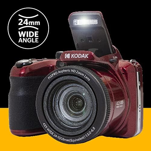 KODAK PIXPRO AZ425-RD 20MP Digital Camera 42X Optical Zoom 24mm Wide Angle 1080P Full HD Video Optical Image Stabilization Li-Ion Battery 3" LCD Vlogging Camera (Red) - Image 5