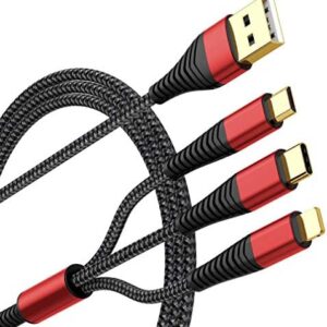 Multi Charger Cable, 2Pack 6ft Nylon Braided Universal 3 in 1 Multiple Ports Devices USB Charging Cord with Gold-Plated Type C/Micro USB Connectors for Phones Tablets (Charging Only)