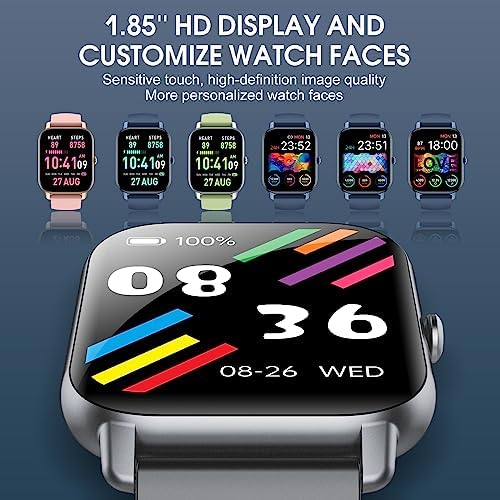 Smart Watch for Men Women(Answer/Make Calls), 1.85" HD Screen Fitness Watch with Sleep Heart Rate Monitor, 112 Sport Modes, IP68 Waterproof Activity Trackers Compatible with Android iOS(Gray) - Image 6