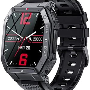 Military Smart Watch for Men with Call (Answer/Make) Outdoor Tactical Sports Watch Rugged 1.85" HD Big Screen Fitness Tracker Heart Rate Sleep Monitor Smartwatch Compatible with Android iPhone Samsung