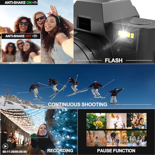 48MP Digital Cameras for Photography, 4K Autofocus Vlogging Camera for YouTube with 32GB TF Card & 2 Batteries,16X Zoom Anti-Shake Video Camera with 52mm Wide Angle and Macro Lens - Image 4