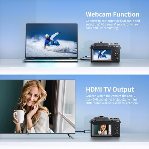 Camera for Photography, 4K Digital Camera Anti-Shake 56MP Compact Video Camera with 18X Digital Zoom, Travel Autofocus WiFi Vlogging Camera Point and Shoot Camera with 64GB TF Card, 2 Batteries - Image 5