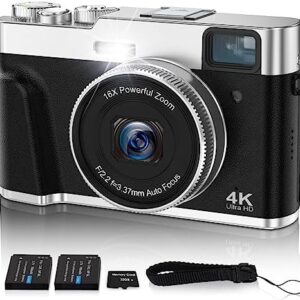 4K Digital Camera Auto Focus 48MP Vlogging Video Camera for YouTube Photography Cameras for Beginners Travel Portable Compact Point and Shoot Camera with Viewfinder Flash 32G Memory Card