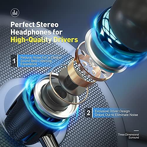 Wired Earbuds 5 Pack, Earbuds Headphones with Microphone, Earphones with Heavy Bass Stereo Noise Blocking, Compatible with iPhone, with iPad and Android Devices, MP3, Fits All 3.5mm Devices - Image 3