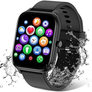 Smart Watch for Men Women Compatible with iPhone Samsung Android Phone 1.69 inch Full Touch Screen IP68 Waterproof Bluetooh Fitness Tracker Heart Rate / Sleep Monitor, Black