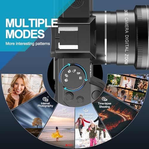 48MP Digital Cameras for Photography, 4K Autofocus Vlogging Camera for YouTube with 32GB TF Card & 2 Batteries,16X Zoom Anti-Shake Video Camera with 52mm Wide Angle and Macro Lens - Image 5