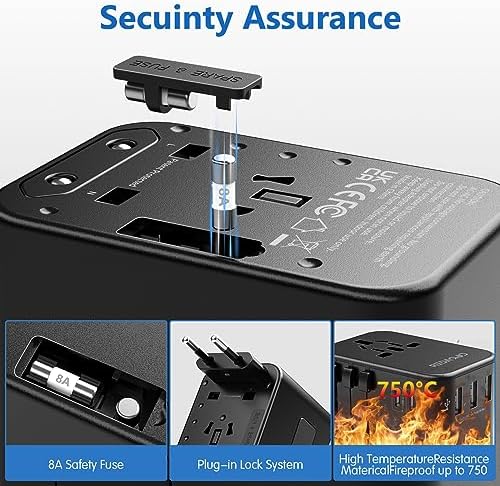 Universal Travel Adapter, Redagod International Plug Adapter 3 USB A 2 USB C Ports Max 6A 30W, European Travel Power Adaptor Worldwide Essentials Wall Charger for US to Europe UK Ireland Australia - Image 6