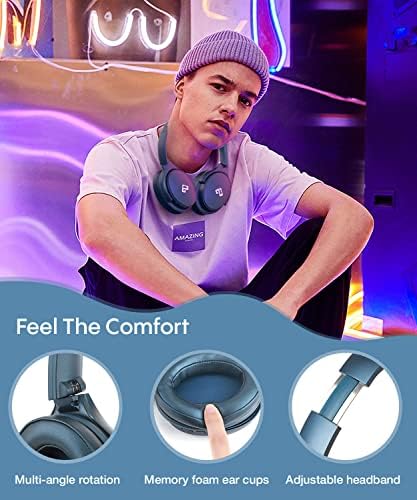 INFURTURE Active Noise Cancelling Headphones, H1 Wireless Over Ear Bluetooth Headphones, Deep Bass Headset, Low Latency, Memory Foam Ear Cups,40H Playtime - Image 5