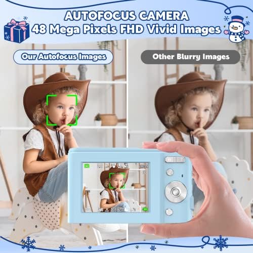 Digital Camera, 1080P 48MP Autofocus Kids Video Digital Camera with 32GB Memory Card 16X Digital Zoom, Compact Point and Shoot Vlogging Mini Camera for Teens Children Boys Girls Students - Image 2