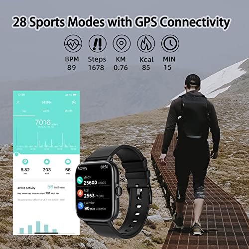 Smart Watch(Call Receive/Dial), Full Touch Screen SmartWatch for Android and iOS Phones Compatible Fitness Tracker with Heart Rate,Sleep,Blood Oxygen,Step Counter for Men Women - Image 3
