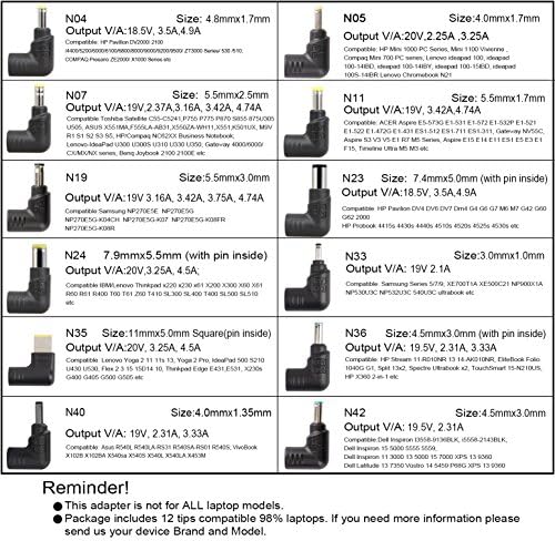 Slim Universal Laptop Charger Replacement AC Adapter 70W with Multi Connectors for HP BM Lenovo Thinkpad Dell Sony Fujitsu Acer Delta Gateway Toshiba Liteon Samsung Notebooks Ultrabook and More Black - Image 6
