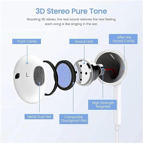 2 Pack-USB C Headphones for iPhone 15 Type C Earbuds Wired Earphones with Mic & Remote Control Noise Cancelling for iPhone 15 pro, iPad Pro, Galaxy S23/S22/S21/S20/Ultra Note 10/20, Pixel 7/6/6a/5/4 - Image 3