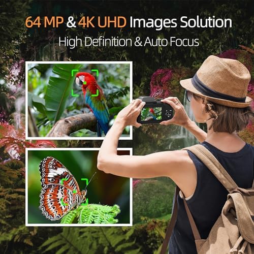 64MP Digital Camera for Photography, 4K Vlogging Camera for YouTube with 3” Flip Screen,16X Digital Zoom, WiFi& Autofocus,2 Batteries, 32GB TF Card(S200) - Image 2