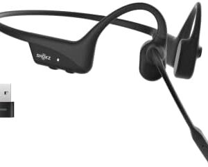 SHOKZ OpenComm2 UC - Bone Conduction Bluetooth Stereo Computer Headset with Boom Mic - USB-A Compatible with PC and Mac - Zoom Certified - with Bookmark