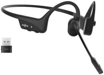 SHOKZ OpenComm2 UC - Bone Conduction Bluetooth Stereo Computer Headset with Boom Mic - USB-A Compatible with PC and Mac - Zoom Certified - with Bookmark