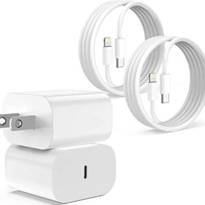 2Pack Phone Charger Fast Charging Cable, [MFi Certified] USB C Wall Charger Fast Charging 20W PD Adapter with 6FT Type-C to Lightning Cable Compatible Phone 14 14 Pro 13 Pro Max 12 11 Xs XR X SE 8