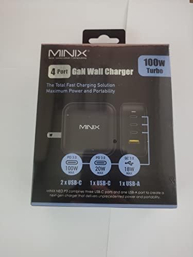 MINIX NEO P3 100W Turbo 4-Ports GaN Wall Charger, 3 x USB-C Port Fast Charging Adapter(Max 100W/20W), 1 USB-A (Max 18W). Compatible with MacBook Pro Air, iPad Pro, iPhone 14,Galaxy S9 and More. - Image 9
