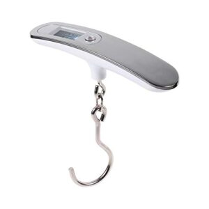 AUNMAS Hanging Luggage Scale, 50Kg/10G Portable Postal Luggage Weight Scale Handheld LCD Display Scale with Hook for Travel Accessories(Silver +Hook)