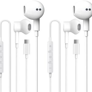 2 Pack-USB C Headphones for i-Phone 15,Type C with Microphone Volume Control Noise Canceling Earphones with Smartphone i-Phone 15 Pro Max,iPad Pro, Most USB C Jack Devices