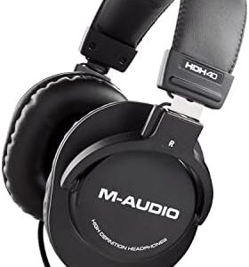 M-Audio HDH40 – Over Ear Studio Headphones with Closed Back Design, Flexible Headband and 2.7m Cable for Studio Monitoring, Podcasting and Recording - Black