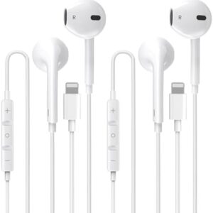 2 Pack A-pple Earbuds for iPhone Headphones Wired Lightning Earphones Headphones with Built-in Mic and Volume Control for iPhone 14Pro Max/14/13/12/11 Support All iOS System