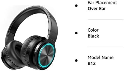 Picun B12 Wireless Headphones,HD Stereo Sound Over Ear with Built-in Microphones, Deep Bass 20 Hours Playtime, Fast Charge Bluetooth 5.2 Headset for Adults, School, Travel, Black - Image 8