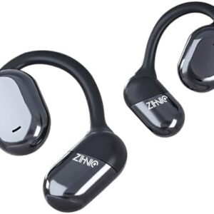ZIHNIC Open-Ear Wireless Bluetooth Headphones with Mic, Comfortable Ear Hooks, 28H Battery, IPX5 Waterproof, Compatible with Phone, Android Phone-Black