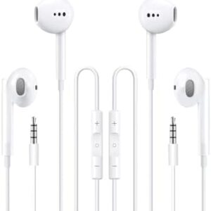 2 Packs Apple Wired Headphones Earbuds with Microphone,in-Ear Earphones Volume Control[Apple MFi Certified] Headphones Compatible with iPhone/ipad/Android/Computer and Other 3.5mm Jack Devices