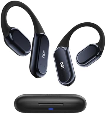 Ture Wireless Bone Conduction Earphones, OWS Open Ear Headphones with Earhooks, Bluetooth 5.3, Up to 60H Playtime with Case, IP68, AAC/SBC, for Cycling Yoga Workouts