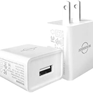 USB A Charger 1A/5V Single Port USB Wall Plug 5W Wall Plug Brick Portable Travel Power Adapter UL Listed 2 Pack (White)