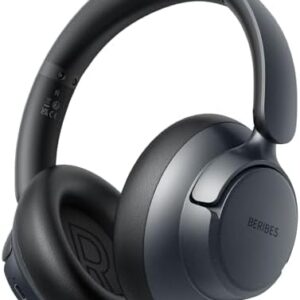 BERIBES Upgraded Hybrid Active Noise Cancelling Headphones with Transparent Modes,70H Playtime Bluetooth Headphones Wireless Bluetooth with Mic, Deep Bass,3.5MM Cable,Soft-Earpads,Fast Charging-Black