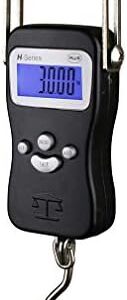 Digital Hanging Scale Die-Cast Metal Construction and Built-in Tape Measure, Handheld Scale with Hook for Travel Farm Hunting Fishing Outdoor - H-110 lbs. x 0.05 lbs - (Black) - AMERICAN WEIGH SCALES