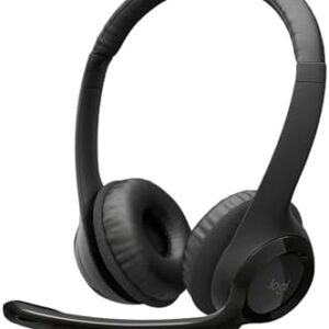 Logitech H390 Wired Headset for PC/Laptop, Stereo Headphones with Noise Cancelling Microphone, USB-A, in-Line Controls for Video Meetings, Music, Gaming and Beyond - Black