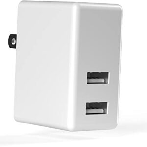 USB Wall Charger 12W/2.4A by TalkWorks - Dual Port Universal Cell Phone Charger Adapter For Apple iPhone, iPad, Nintendo Switch, Android for Samsung Galaxy, Bluetooth Speaker, Tablet - White