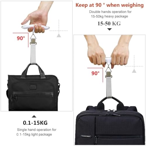Digital Luggage Travel Scale with Overweight Warning Function, Portable Handheld Electronic Weighing Scale with Hook, 50kg & Backlit LCD Display Screen Design for Suitcase Baggage (Battery Included) - Image 4
