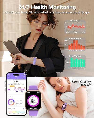 Smart Watch for Men Women(Answer/Make Call),1.83" Fitness Tracker with Blood Pressure Heart Rate Monitor,Sleep Tracker,Pedometer,123 Sport Modes, IP68 Waterproof Smartwatches for iPhone&Android - Image 3