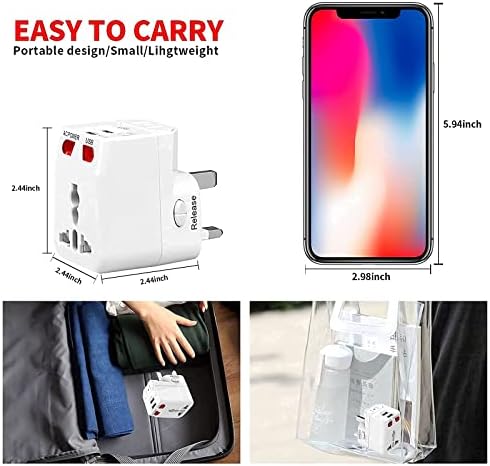 Universal Travel Adapter - 2 USB Ports Wonplug International Power Plug Adapter Small Wall Charger Adaptor for European US UK Thailand NZ Australia 150+Countries White - Image 5