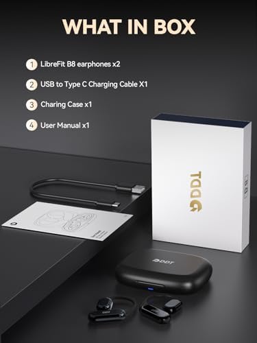 Ture Wireless Bone Conduction Earphones, OWS Open Ear Headphones with Earhooks, Bluetooth 5.3, Up to 60H Playtime with Case, IP68, AAC/SBC, for Cycling Yoga Workouts - Image 8