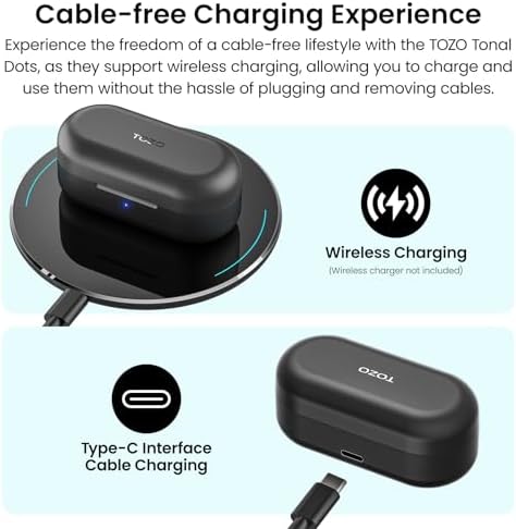 TOZO T12 Wireless Earbuds Bluetooth 5.3 Headphones Built-in ENC Noise Cancelling Mic, 55 Hrs Playtime App Customize EQ IPX8 Waterproof LED Digital Display Premium Sound Headset Black - Image 5