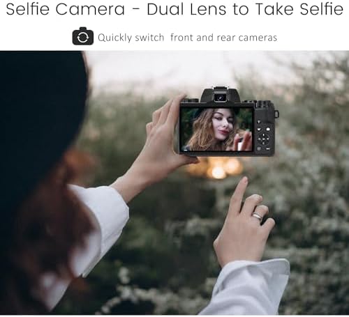 Saneen Digital Camera, 4k Cameras for Photography & Video, 64MP WiFi Touch Screen Vlogging Camera for YouTube with Flash, 32GB SD Card, Lens Hood, 3000mAH Battery, Front and Rear Cameras - Black - Image 6