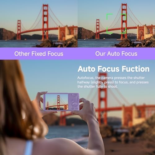 FHD 4K 44MP Digital Camera for Kids Video Camera with 64GB SD Card 16X Digital Zoom, Compact Point and Shoot Camera Portable for Kids 4K YouTube Camera (Purple) - Image 3