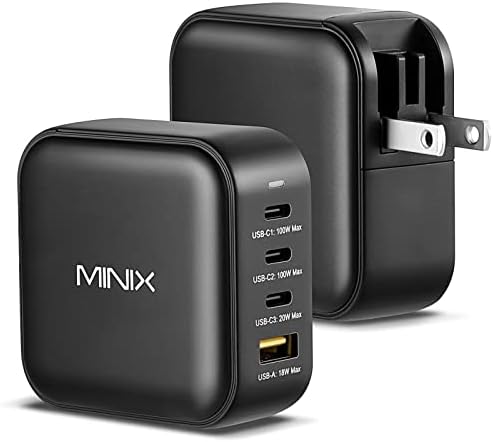 MINIX NEO P3 100W Turbo 4-Ports GaN Wall Charger, 3 x USB-C Port Fast Charging Adapter(Max 100W/20W), 1 USB-A (Max 18W). Compatible with MacBook Pro Air, iPad Pro, iPhone 14,Galaxy S9 and More. - Image 8