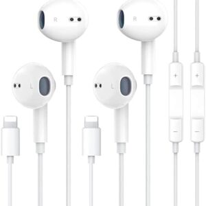 2 Pack for Apple Earbuds iPhone Headphones Lightning Wired Earphones [Apple MFi Certified] Built-in Mic & Volume Control Compatible with iPhone 14/13/12/11/8/Pro/Pro Max，Support All iOS System.