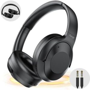 Aamft Active Noise Cancelling Headphones - Hi-Res Sound Wireless Over Ear Bluetooth Headphones Comfort Fit, 80H Playtime Noise Canceling Headphones, Deep Bass, AI Clear Calls for Travel/Home/Office