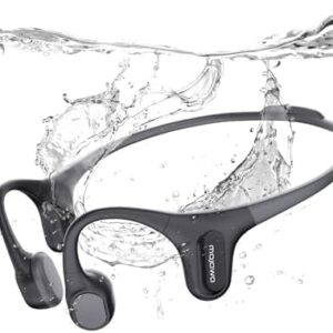 Run Plus Bone Conduction Open Ear IP68 Headphones with Bluetooth, Voice Assistant, and 32 GB MP3 Storage for Outdoor Sports, Black