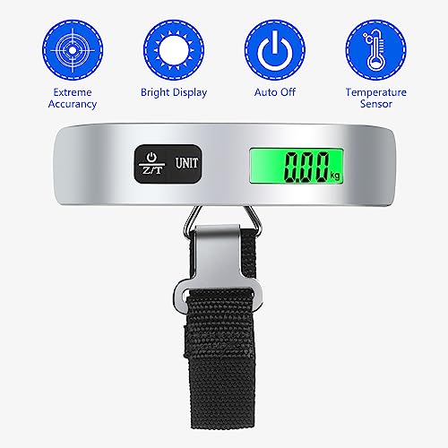 VIGIND Digital Luggage Weight Scale,110lbs Portable Handheld Scale with Backlit LCD Display&Hook,Suitcase Scale with Temperature Senso,Travel Essentials Accessories for Travel - Battery Included - Image 3